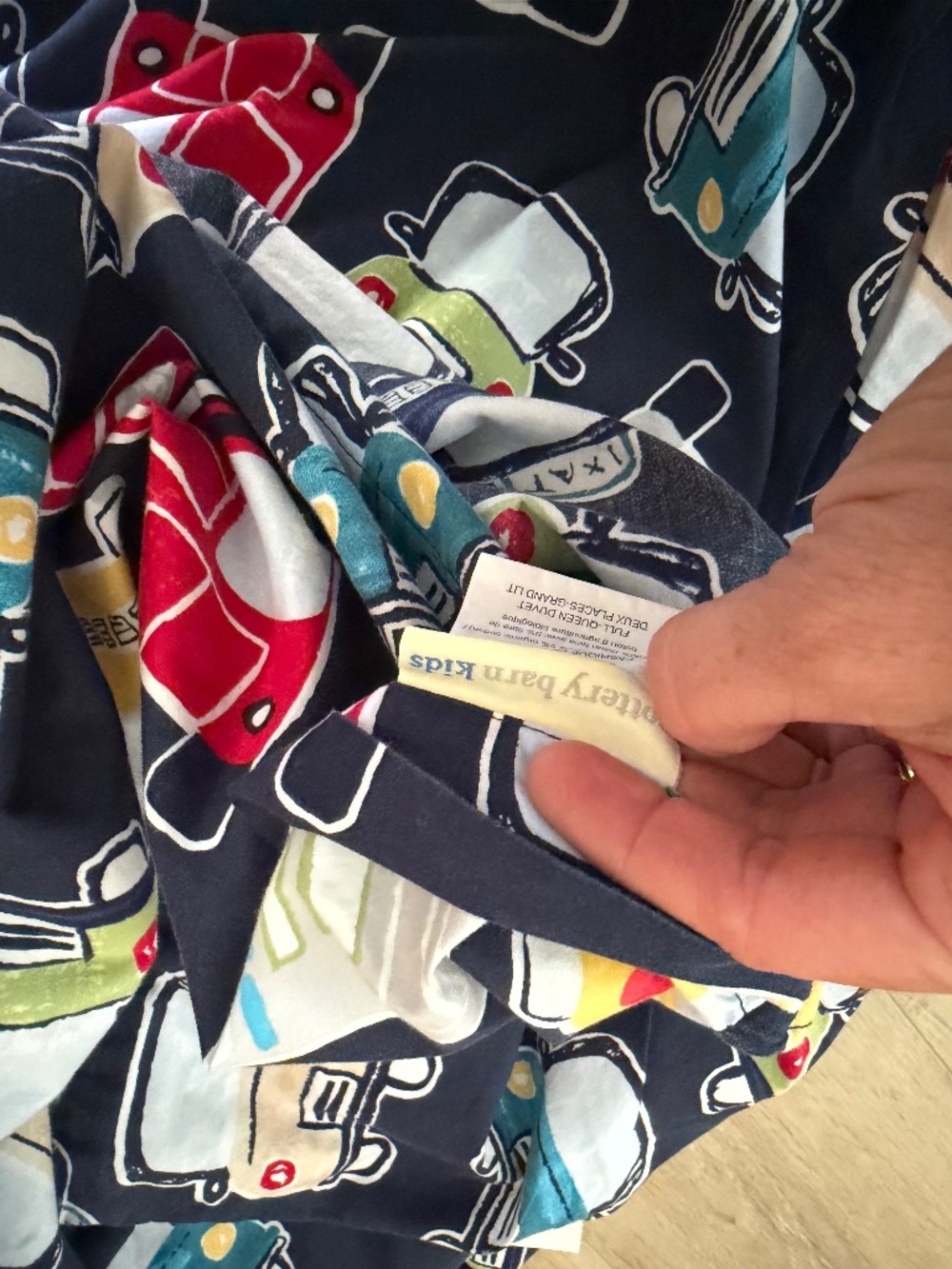 Pottery Barn kids duvet full/queen cars
